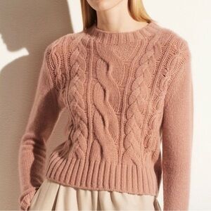 Vince Blush Pink Cable Knit Crewneck Sweater